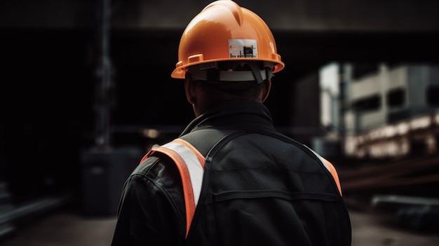 Protéger notre main-d'œuvre Travailleur de la construction avec un casque de sécurité