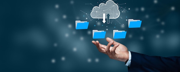 Protocole de transfert de fichiers ou système numérique FTP pour le transfert de documents Récepteur de fichiers et copie de sauvegarde informatique Concept de système informatique en nuage
