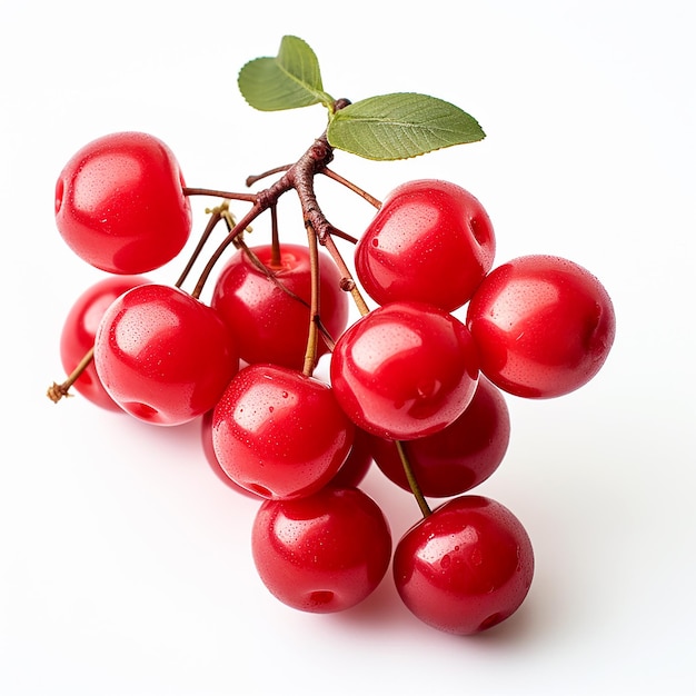 Prune de cerise rouge isolée sur fond blanc sucrée et juteuse