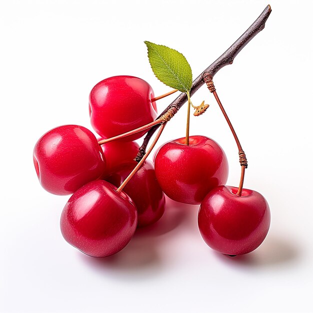 Prune de cerise rouge isolée sur fond blanc sucrée et juteuse