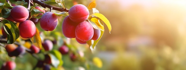 La prune pousse sur un arbre dans un jardin de récolte Generative Ai