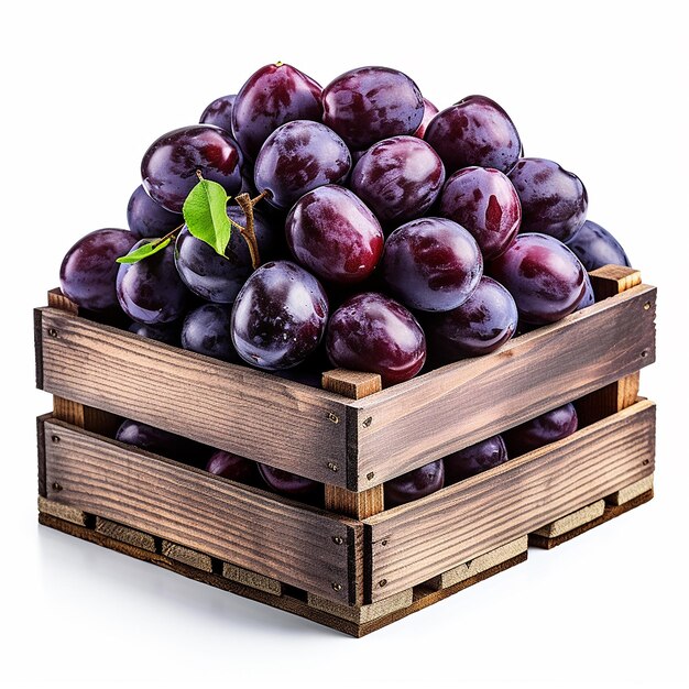 Des prunes dans une caisse