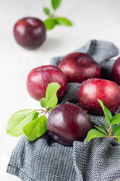 Prunes violettes bio aux feuilles