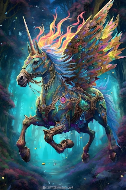 Psytrance fantaisie licorne à cornes volantes