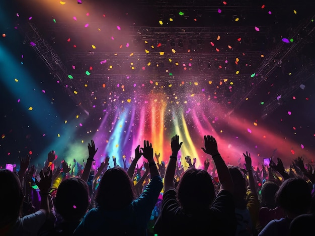 Le public a levé la main lors d'un concert dans un club de rock.
