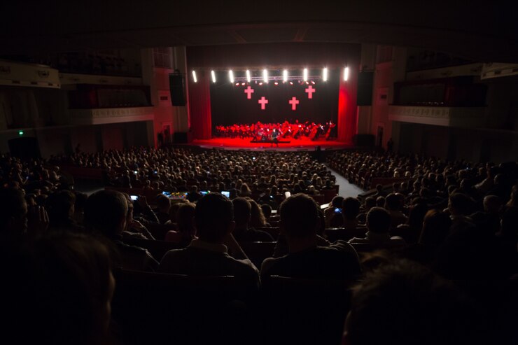 Photo le public regardant le concert sur scène
