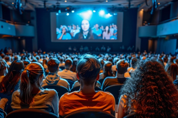 Le public regarde un orateur de conférence sur scène.