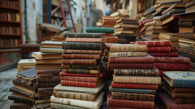 Des publications vintage à vendre sur un marché français en plein air