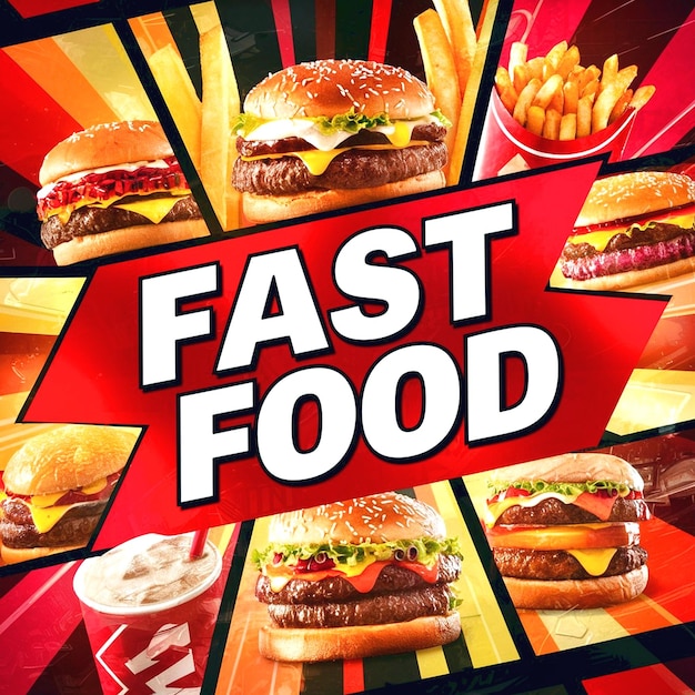 Photo une publicité avec les mots fast food