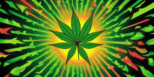 Publicité pop art animée sur le cannabis sur fond coloré, prête pour votre message IA générative