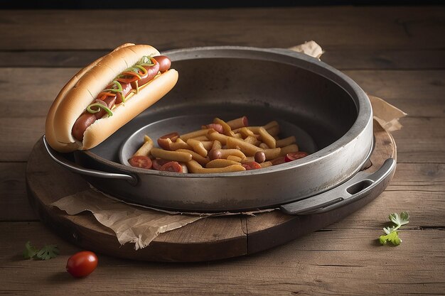 Publicité pour des aliments avec des hot-dogs