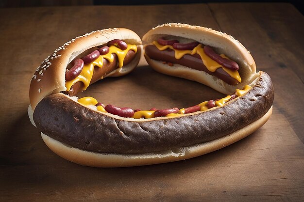 Publicité pour des aliments avec des hot-dogs