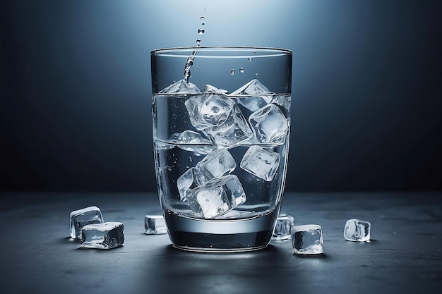 Publicité pour l'eau avec du verre et de la glace