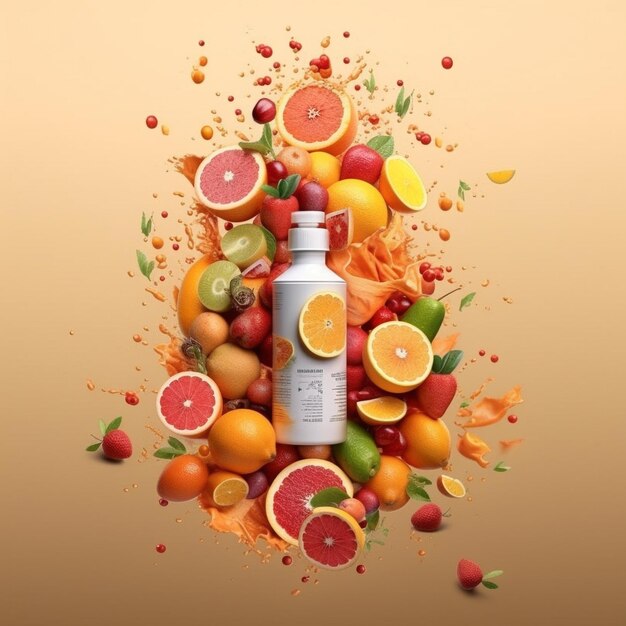 Photo publicité pour le jus de fruit avec du lait