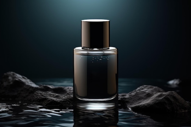 publicités parfum sur fond noir IA générative