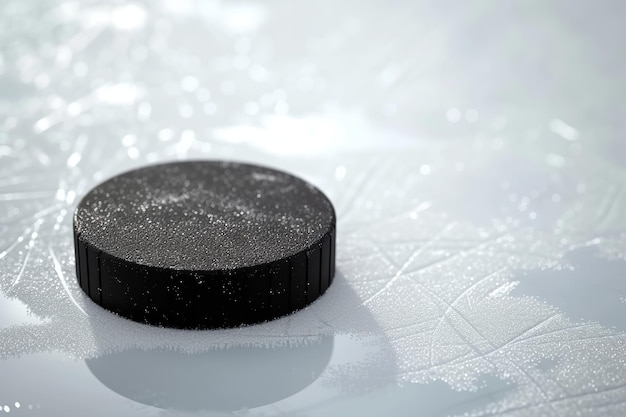 Puck de hockey sur fond de glace