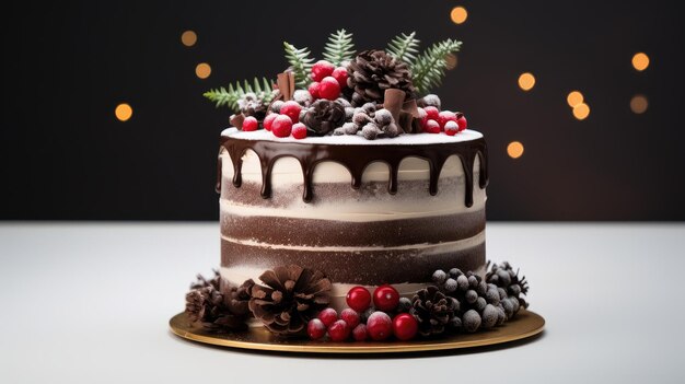 Pudding de gâteau de Noël en gros plan espace de copie créé avec la technologie d'intelligence artificielle générative