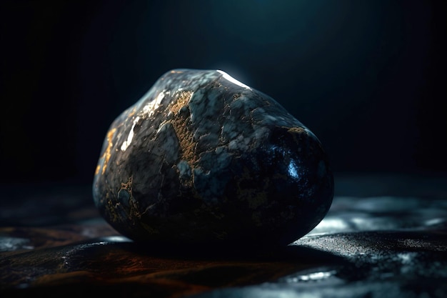 La pudretite est une pierre géologique naturelle précieuse rare sur fond noir générée par l'IA discrète