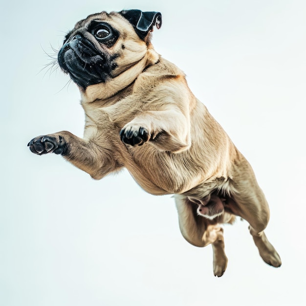 Photo un pug avec la bouche ouverte et la langue dehors