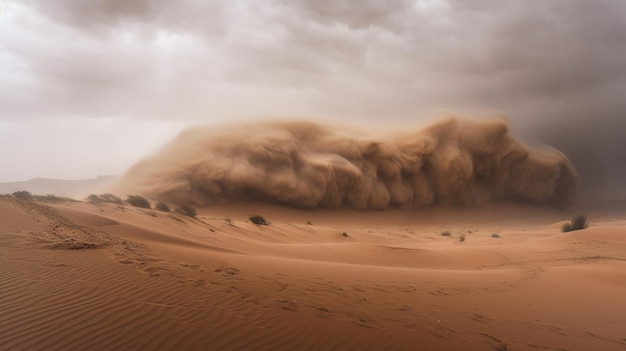 La puissance de la nature dans une magnifique tempête de sable du désert Le sable tourbillonne et danse dans l'air créant une atmosphère dramatique et inspirante Generative ai