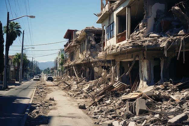 Puissant tremblement de terre mettant en valeur l'impact dévastateur des forces sismiques sur les structures