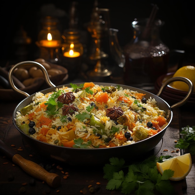 Le pulav ou le biryani végétal délicieux