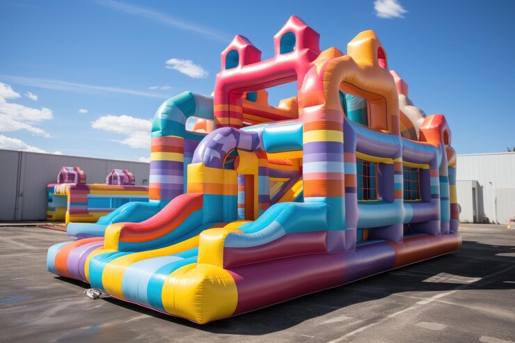 Photo un pull gonflable pour une fête d'anniversaire sur le terrain de jeu photographie professionnelle