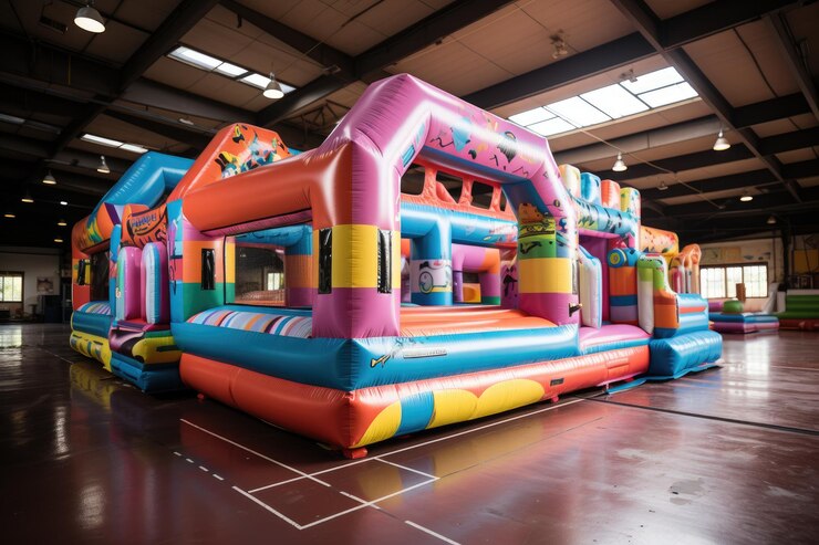 Photo un pull gonflable pour une fête d'anniversaire sur le terrain de jeu photographie professionnelle
