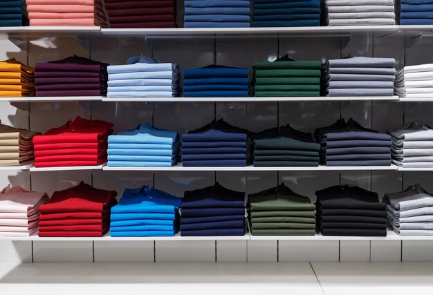 Pull d'hiver multicolore sur les étagères des magasins