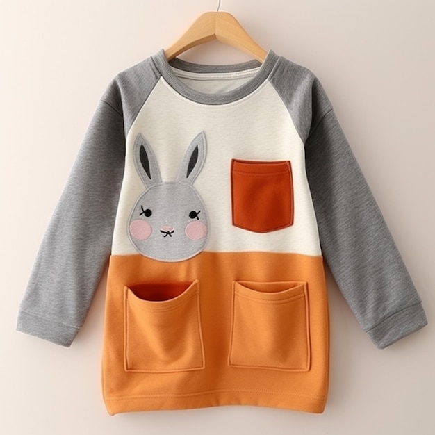 un pull avec un lapin dessus qui dit lapin dessus.