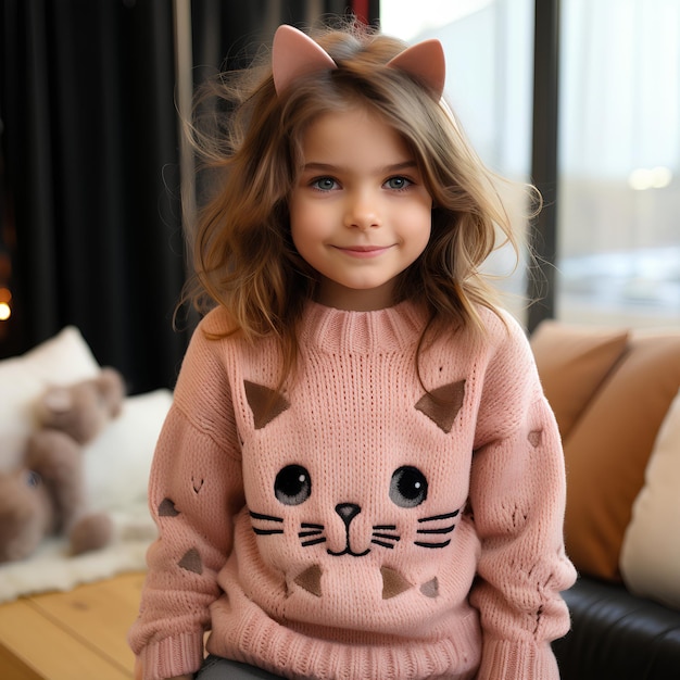 Un pull à tricot jacquard à deux tons adapté aux enfants