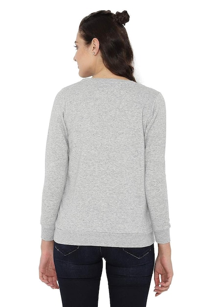 pull uni col rond femme