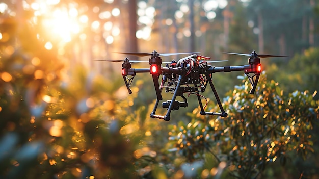 Un pulvérisateur de drones survole les terres agricoles papier peint HD 8K Image photographique générative Ai