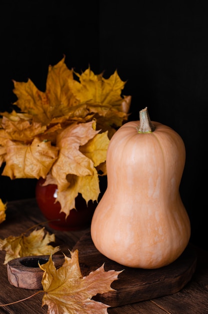 Pumpking et feuilles tombées