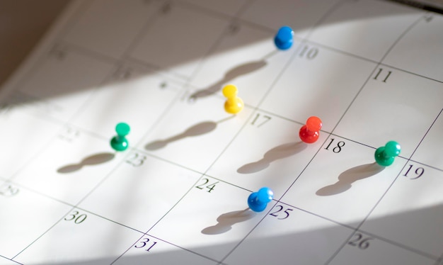 Punaises ou punaises sur le calendrier