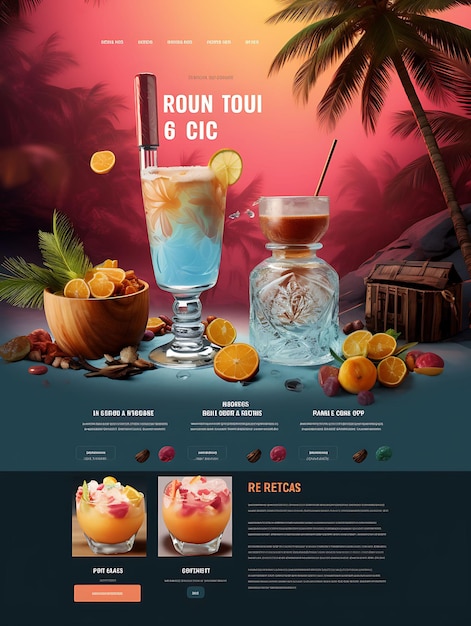 Photo punch de rhum tropical coloré avec une palette tropicale colorée beac conception créative idées de conception