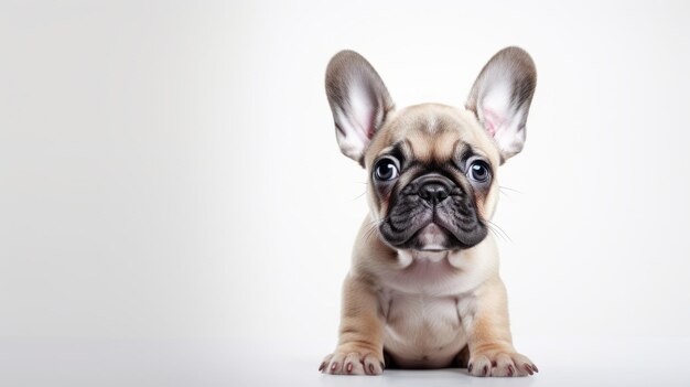 Puppy drôle de bulldog français isolé sur un fond blanc IA générative
