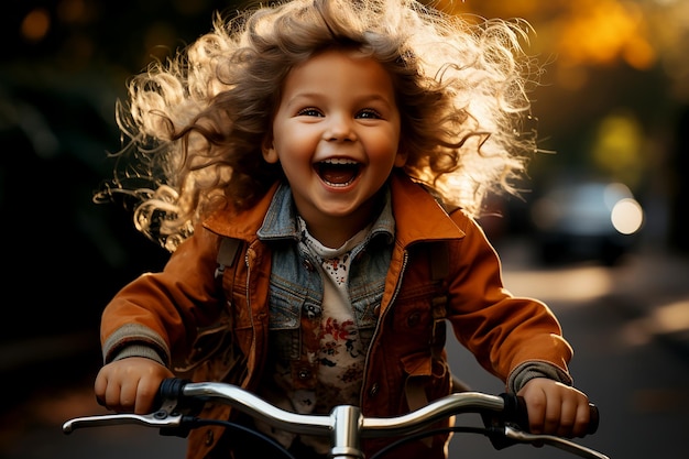 Le pur plaisir de capturer la joie et l'excitation d'un enfant à vélo