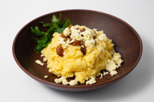 Purée de pommes de terre au fromage et craquelins