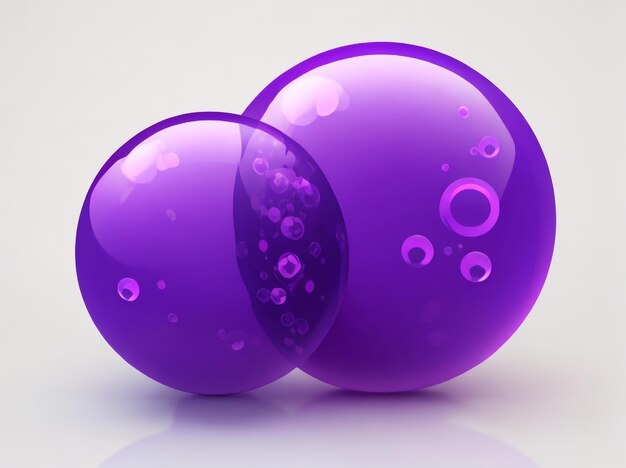 Purple Bubble Duo Rendu 3D de deux icônes de bulles dans un style technologique