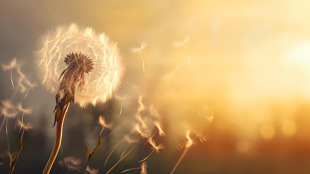 Pusteblume à la lumière du soleil