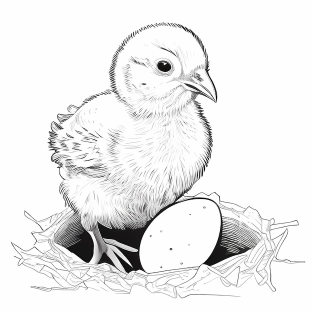 Photo putline d'un bébé poulet heureux éclos d'un œuf