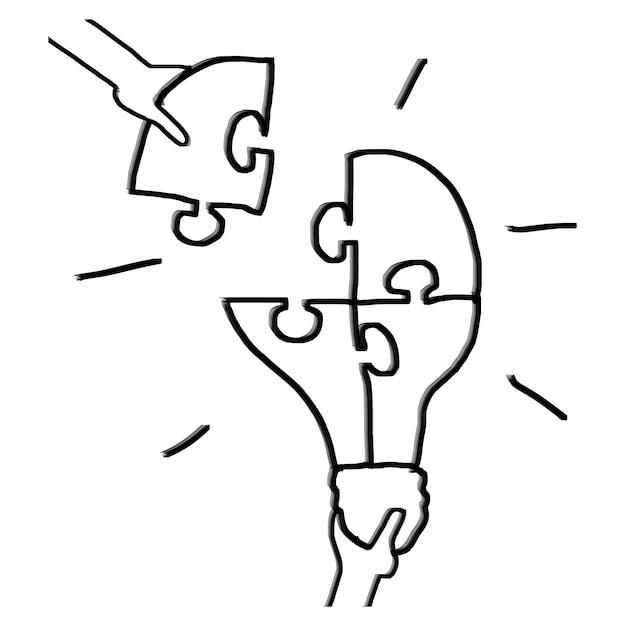 Puzzle d'ampoule png travail d'équipe brainstorming doodle fond transparent