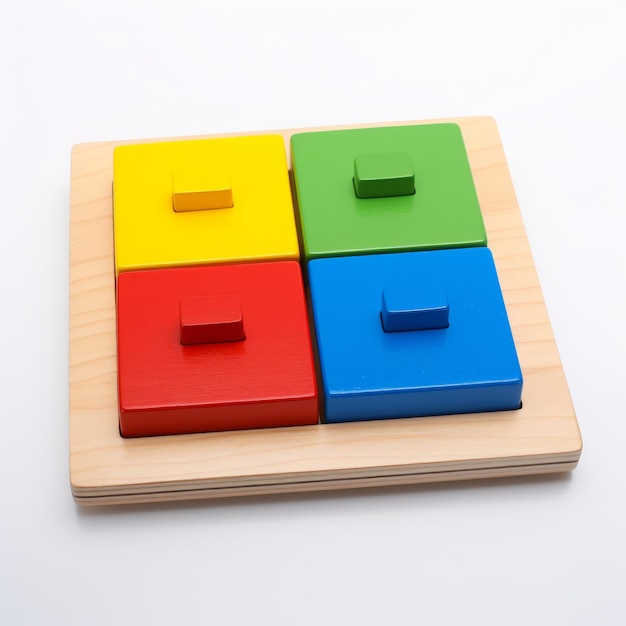 Photo un puzzle en bois avec des blocs de différentes couleurs