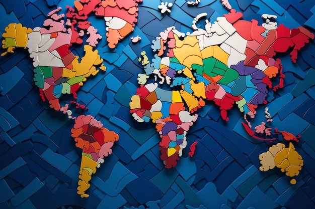 Photo un puzzle d'une carte du monde