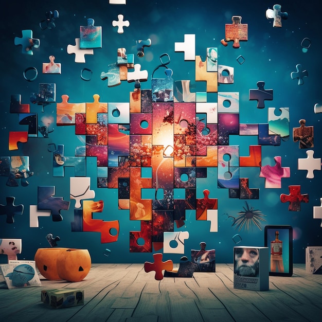 puzzle de contenu viral avec des blocs d'icônes d'applications