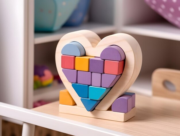 Un puzzle d'enfant en forme de cœur généré par l'IA