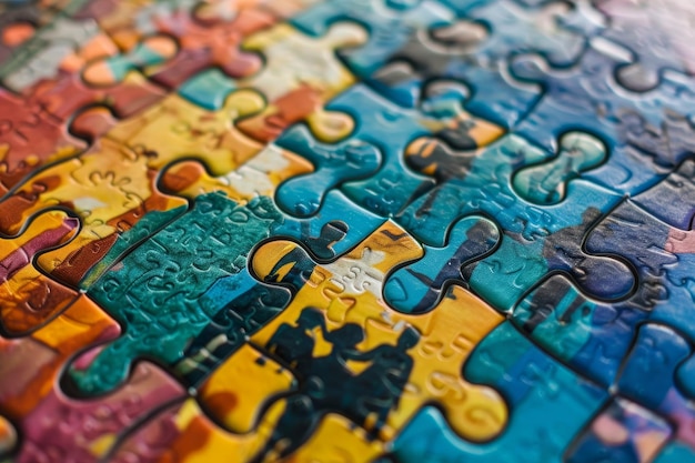 Puzzle avec des figures de personnes de différentes couleurs