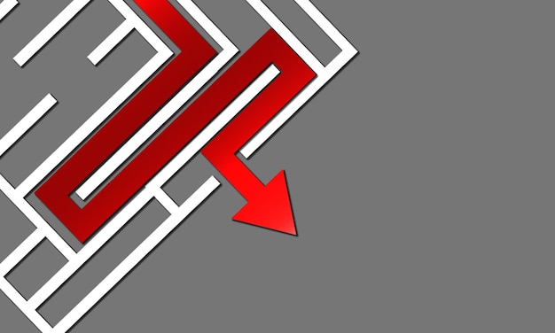 Puzzle de labyrinthe résolu par la flèche rouge
