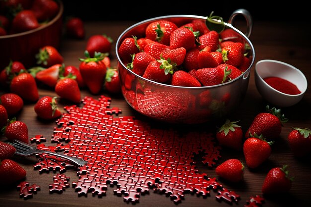 Photo un puzzle de mots croisés ou une recherche de mots sur le thème des fraises